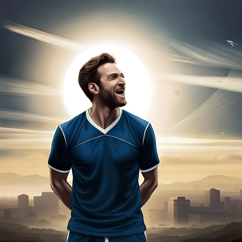 Un homme en habit de sport illuminé de bonheur