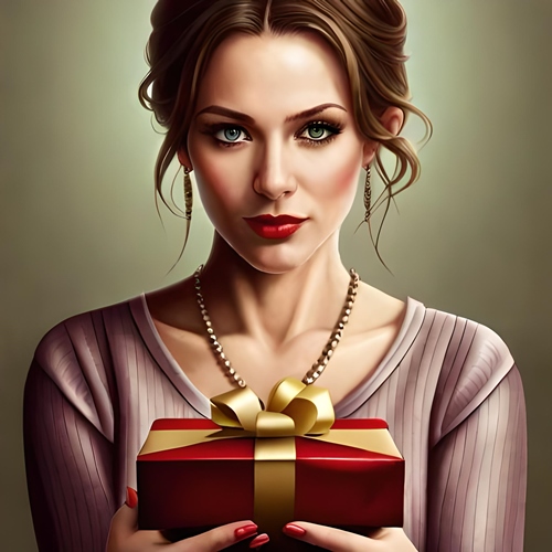 Une jolie femme offrant un packet bonus