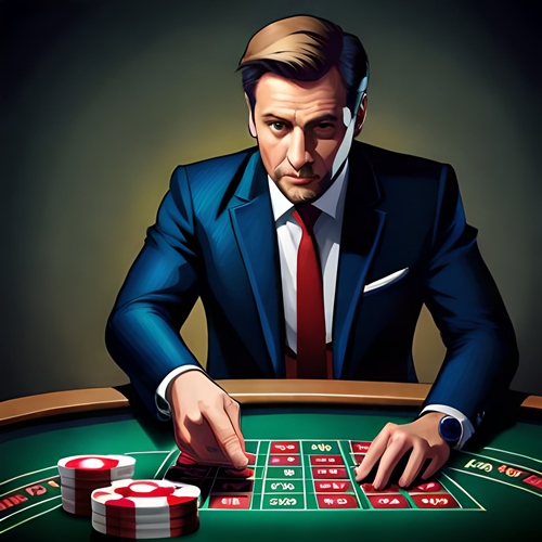 Un joueur de crap assis devant la table de jeux